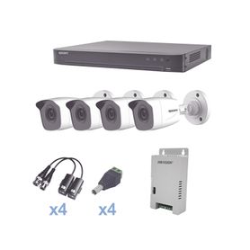 kit turbohd 1080p  dvr 4 canales  4 cámaras bala metálicas exterior 28 mm  transceptores  conectores  fuente de poder profesion