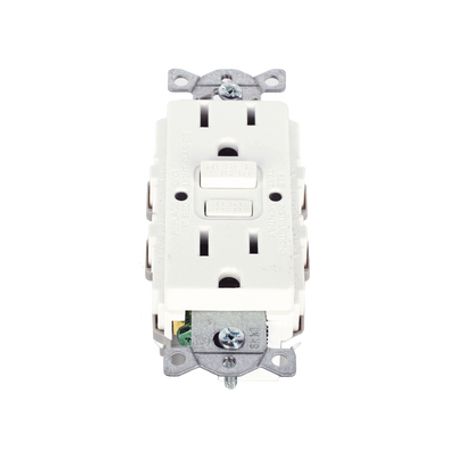 contacto de autoverificación gfci con interruptor de falla a tierra de 15 a 125 v 2 polos 3 hilos color blanco nema 515r grado 