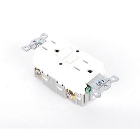 contacto de autoverificación gfci con interruptor de falla a tierra de 15 a 125 v 2 polos 3 hilos color blanco nema 515r grado 