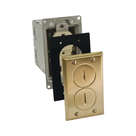 kit de caja de piso con receptaculo de  15a 125v acabado latón