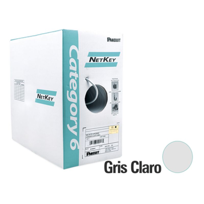 Bobina De Cable Utp De 305 M. De Cobre Netkey Gris Claro Categoria 6 (24 Awg) 1000mbps  Riser (cmr) De 4 Pares