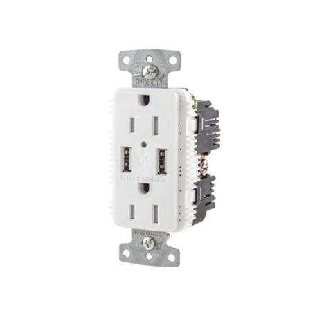 contacto dúplex con 2 puertos usb 15a 125v 2 polos 3 hilos color blanco 207367