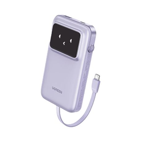 power bank serie uno   10000mah  30w   con cable usbc incorporado  2 salidas 30w max  pantalla inteligente  carcasa ignifuga  a
