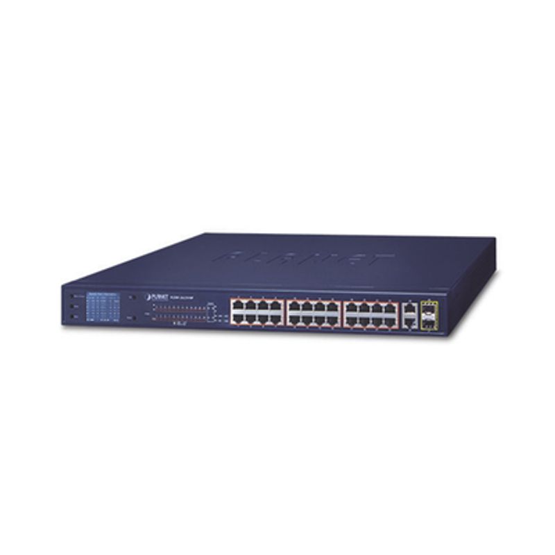 Switch No Administrable 24 Puertos Poe 10/100 802.3af/at 2 Combo Tp/sfp Gigabit Y Pantalla Lcd Para Monitoreo Y Configuración Bá