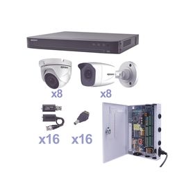 kit turbohd 1080p  dvr 16 canales  8 cámaras bala exterior 28 mm  8 cámaras eyeball exterior 28 mm  transceptores  conectores  