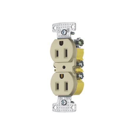 contacto duplex 15a 125v 2 polos 3 hilos  cableado posterior y lateral  nema 515r  color marfil