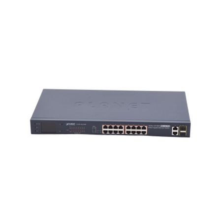 Switch No Administrable Poe Extender Aislamiento Vlan De 16 Puertos 2 Combo Tp/sfp Gigabit Y Pantalla Switch No Administrable Poe Extender Aislamiento Vlan De 16 Puertos 2 Combo Tp/sfp Gigabit Y Pantalla