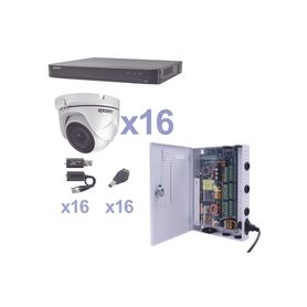 kit turbohd 1080p  dvr 16 canales  16 cámaras eyeball exterior 28 mm  transceptores  conectores  fuente de poder profesional882