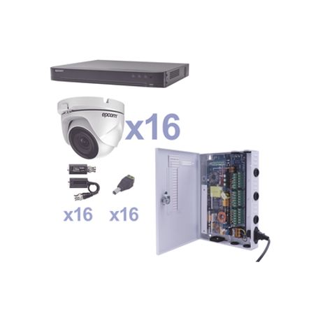 Kit Turbohd 1080p / Dvr 16 Canales / 16 Cámaras Eyeball (exterior 2.8 Mm) / Transceptores / Conectores / Fuente De Poder Profesi