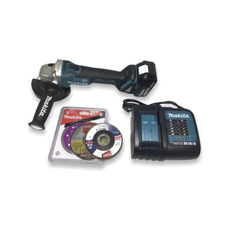 miniesmeril 115mm 412in 8500 rpm1 bateria 18v liion de 50 ah cargador y 3 discos 206318