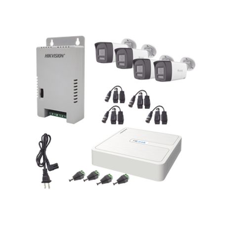 Kit Hilook Audio Bidireccional Turbohd 1080p / Dvr 4 Canales / 4 Cámaras Bala (exterior) Con Bocina Y Micrófono Integrado / 1 Fu