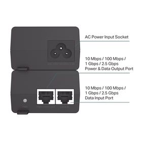 inyector poe 30w  gigabit 8023 afat  2 puertos 101001000 mbps  plug and play  fuente alimientación integrada236802