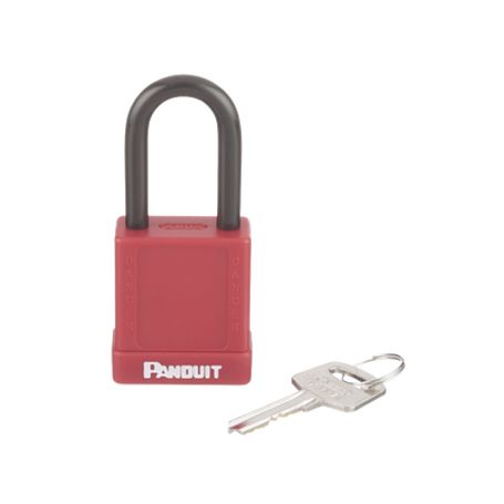 candado de bloqueo loto de seguridad dieléctrico con llave única diámetro de 65 mm color rojo190489