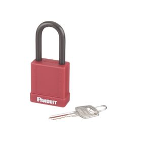 candado de bloqueo loto de seguridad dieléctrico con llave única diámetro de 65 mm color rojo190489