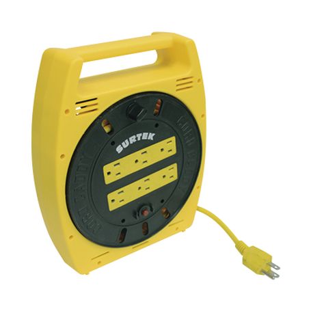 multicontacto eléctrico tipo carrete con 6 contactos y 6 metros de extensión  127 v ca 10 a máximo