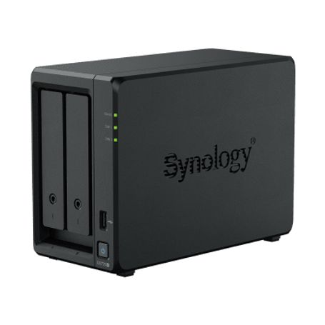 nas synology diskstation ds725  2 bahias  expandible hasta 7 unidades  2 ranuras m2 nvme  puerto 25gbe  rendimiento 276 mbs lec