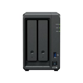 nas synology diskstation ds725  2 bahias  expandible hasta 7 unidades  2 ranuras m2 nvme  puerto 25gbe  rendimiento 276 mbs lec