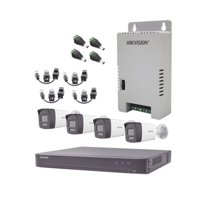 Kit Audio Bidireccional Turbohd 4k3k / Dvr 4 Canales 4k / 4 Cámaras Bala (exterior) Con Bocina Y Microfóno Integrado 3k / 1 Fuen