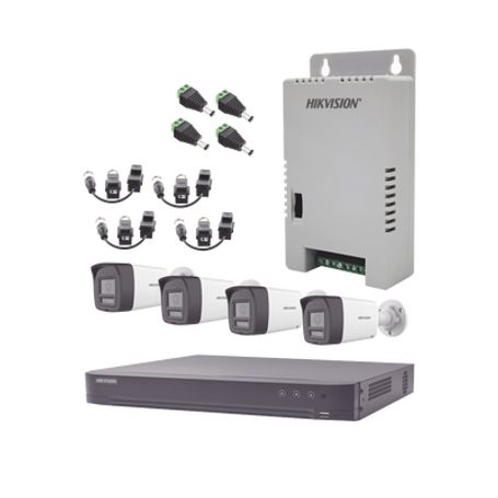 Kit Audio Bidireccional Turbohd 4k3k / Dvr 4 Canales 4k / 4 Cámaras Bala (exterior) Con Bocina Y Microfóno Integrado 3k / 1 Fuen