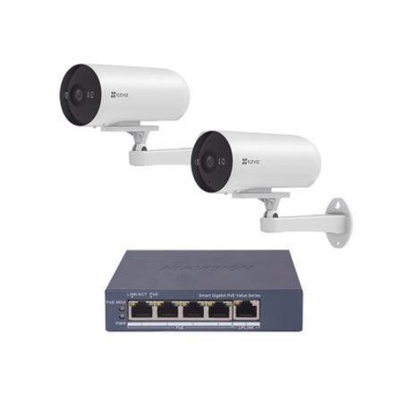 kit de cámaras wifi para uso en exterior  poe estandar af  2 piezas csh53mp 1 pieza de switch ds3e1505peim  vision nocturna a c