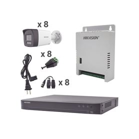 kit audio bidireccional turbohd 4k3k  dvr 8 canales 4k  8 cámaras bala exterior con bocina y microfóno integrado 3k  1 fuentes 