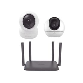 kit de camaras wifi para interior incluye 1 pieza csh6  1 pieza c6n  1 pieza de router ds3wr15x  seguimiento inteligente  ranur