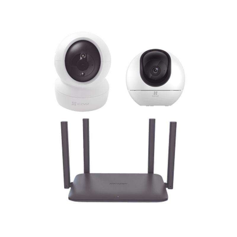 Kit De Camaras Wifi Para Interior Incluye 1 Pieza Csh6 / 1 Pieza C6n / 1 Pieza De Router Ds3wr15x / Seguimiento Inteligente / Ra