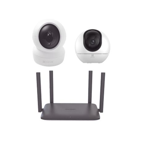kit de camaras wifi para interior incluye 1 pieza csh6  1 pieza c6n  1 pieza de router ds3wr15x  seguimiento inteligente  ranur
