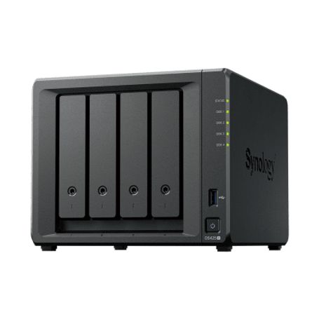 nas diskstation ds425  4 bahias  intel celeron j4125 27 ghz  2 gb ddr4  25gbe  1gbe  2 puertos usb 32 gen 1  2 ranuras m2 nvme 