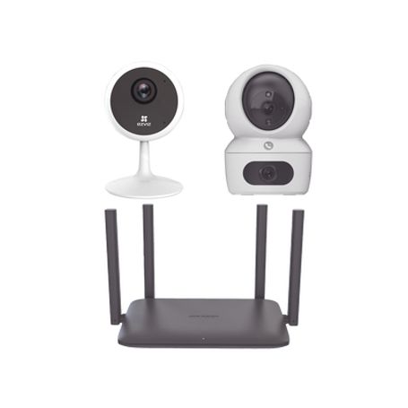 kit de cámaras wifi para uso en interior  incluye 1 pieza csh7c  1 pieza csc1c  1 pieza de router ds3wr15x  detección de movimi
