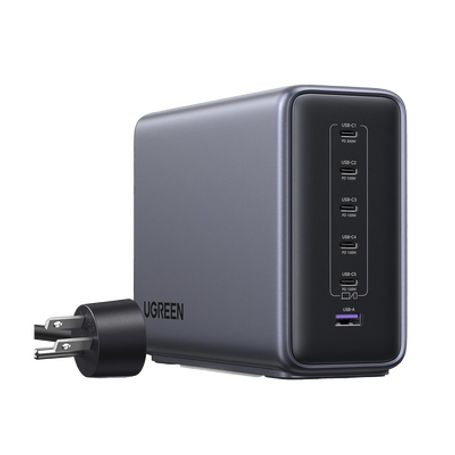 Cargador Rapido De Escritorio Gan De 500 W Y 6 Puertos.