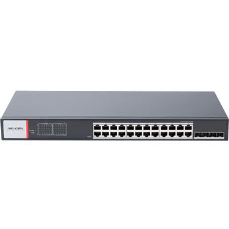 switch gigabit poe  administrable  24 puertos 1000 mbps poe  4 puertos sfp  configuración nube hikpartnerpro  modo extendido ha