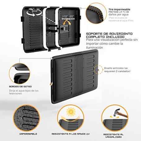 Enclosure Para Pantalla Hasta 75   Resistente  A Intemperie Montura Pared  Capacidad  De Carga Max. 50 Kg