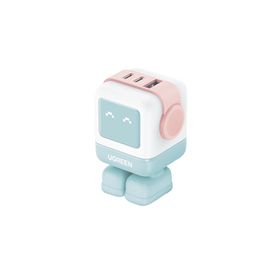 cargador robotgan de 65w serie uno  3 puertos de carga rápida  2 usbc  1 usba  pd 30  qc 40  carga inteligente  tecnologia gan 