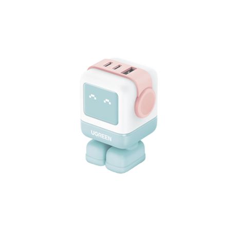 cargador robotgan de 65w serie uno  3 puertos de carga rápida  2 usbc  1 usba  pd 30  qc 40  carga inteligente  tecnologia gan 