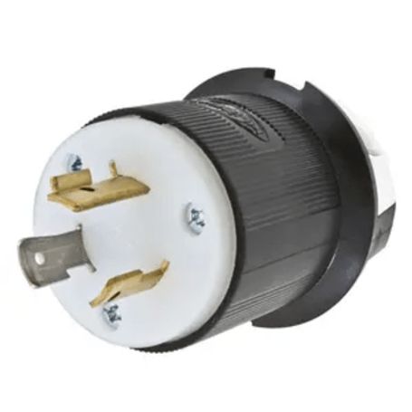 clavija industrial con bloqueo de media vuelta  20 a 277 v ca  2 polos 3 hilos  color blanco y negro  nema l720p