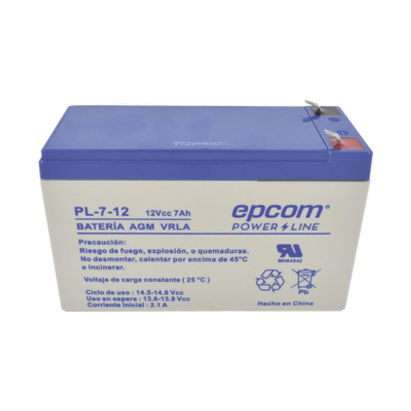 Bateria 12 Vcc / 7 Ah / Ul / Tecnologia Agmvrla / Para Uso En Equipo Electrónico Alarmas De Intrusión / Incendio/ Control De Acc