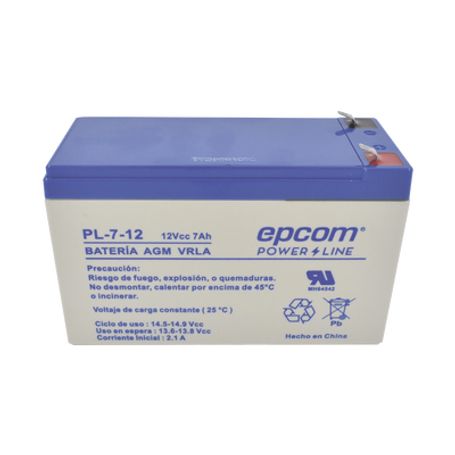 bateria 12 vcc  7 ah  ul  tecnologia agmvrla  para uso en equipo electrónico alarmas de intrusión  incendio control de acceso  