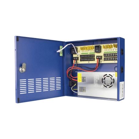 fuente de poder profesional heavy duty  30 amperes  18 canales  hasta 25 amperes por salida  protección contra sobrecargas  fil