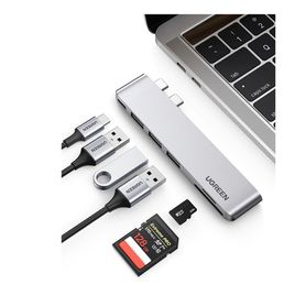 hub usbc thunderbolt 3 6 en 2  3 puertos usb30  1 usbc pd 100w  transferencia de video y datos  memoria sd micro sd tf uso simu