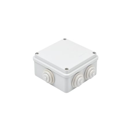 caja de derivación de pvc autoextinguible con 6 entradas tapa atornillada 100x100x50 mm medidas internas mayor área permisible 