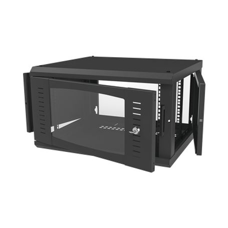 Gabinete Para Montaje En Pared Con Puerta De Cristal Templado Cuerpo Fijo Con 6 Unidades De Rack De 19in Fabricado En Acero