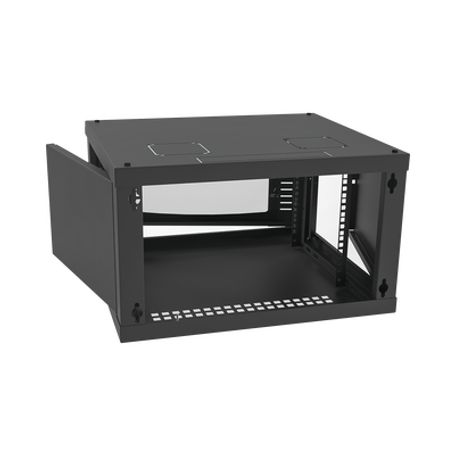 Gabinete Para Montaje En Pared Con Puerta De Cristal Templado Cuerpo Fijo Con 6 Unidades De Rack De 19in Fabricado En Acero