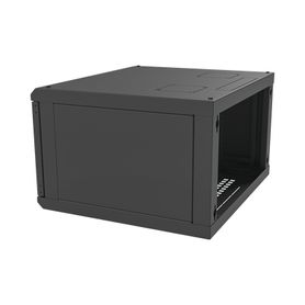 gabinete para montaje en pared con puerta de cristal templado cuerpo fijo con 6 unidades de rack de 19in fabricado en acero7470