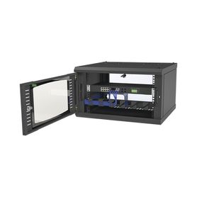 gabinete para montaje en pared con puerta de cristal templado cuerpo fijo con 6 unidades de rack de 19in fabricado en acero7470