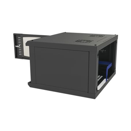 Gabinete Para Montaje En Pared Con Puerta De Cristal Templado Cuerpo Fijo Con 6 Unidades De Rack De 19in Fabricado En Acero