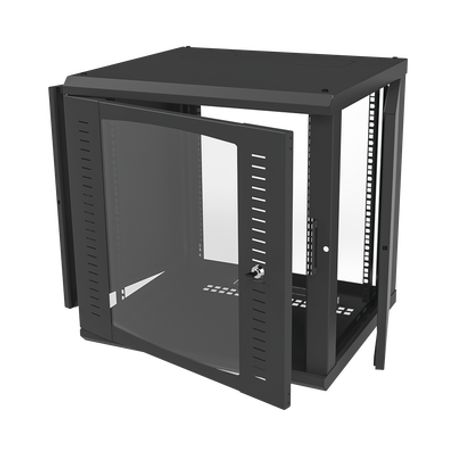 Gabinete Para Montaje En Pared Cuerpo Fijo Con 12 Unidades De Rack De 19in Puerta De Cristal Templado Fabricado En Acero