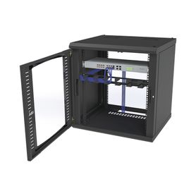 gabinete para montaje en pared cuerpo fijo con 12 unidades de rack de 19in puerta de cristal templado fabricado en acero74709