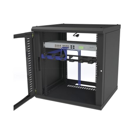 Gabinete Para Montaje En Pared Cuerpo Fijo Con 12 Unidades De Rack De 19in Puerta De Cristal Templado Fabricado En Acero