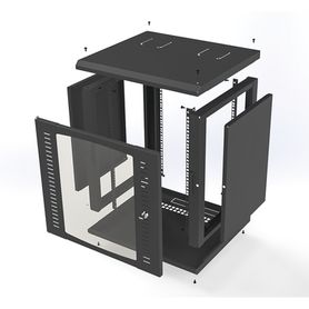 gabinete para montaje en pared cuerpo fijo con 12 unidades de rack de 19in puerta de cristal templado fabricado en acero74709